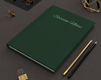Hardcover Session Notes Journal | Dark Green Matte Cover, Lined Pages