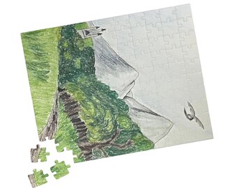 Hand-Drawn Mountain Landscape Puzzle | Scenic Nature Jigsaw