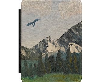 Mountain Landscape Kindle Case | Painted Peaks, Forest, Soaring Dragon
