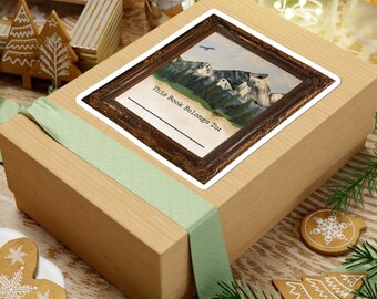 This Book Belongs To Sticker | Bookplate Artwork | Distant Dragon Oil Painting Book Ownership