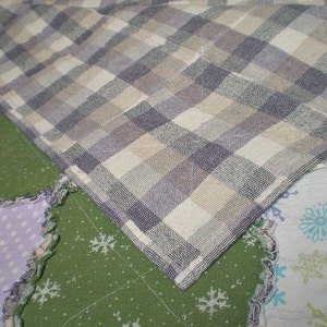 TWIN Lavender, Purple, Green Rag Quilt Handmade Recycled Fabrics image 5