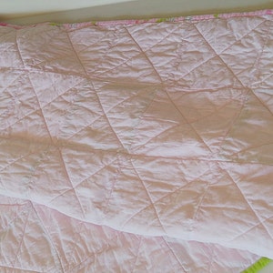 TODDLER Pink & Green Rag Quilt Handmade Soft Flannel image 3