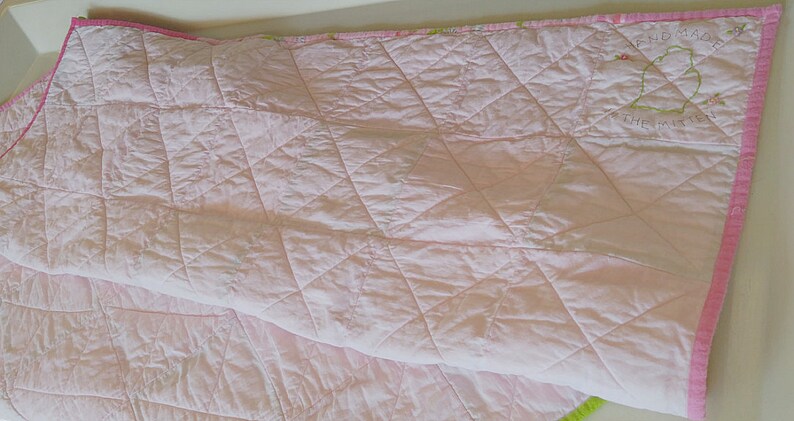 TODDLER Pink & Green Rag Quilt Handmade Soft Flannel image 3