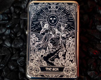 Lighter Tarot The Sun, Engraved Refillable Gift Lighter, Custom Option