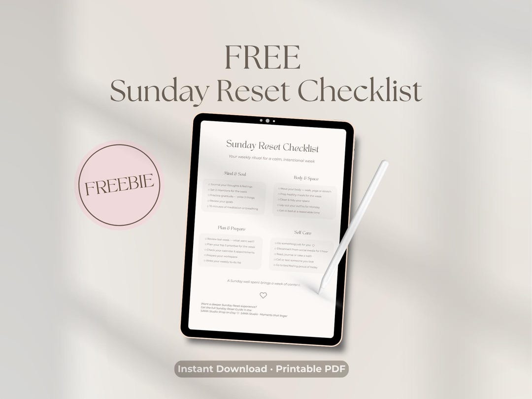 Sunday Reset Checklist Free Printable PDF | Weekly Reset Routine, Self ...