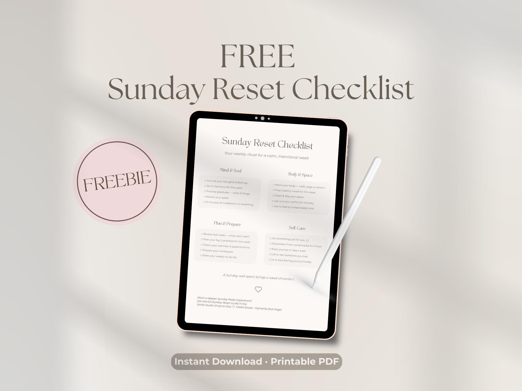 Sunday Reset Checklist.pdf Sunday Reset Checklist Free Printable PDF | Weekly Reset Routine, Self ...