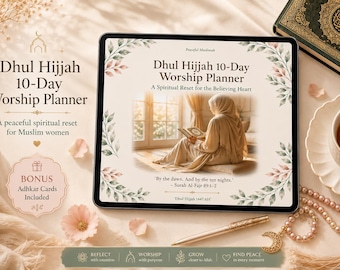 Dhul Hijjah 10-daagse aanbiddingsplanner | Muslimah-dagboek | Afdrukbare Salah | Tawakkul-planner |   Islamitische afdrukbare PDF