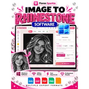 Image to Rhinestone Template Maker , Custom Photo to Rhinestones windows software, pattern, logo, text  in SVG, PNG for Cricut, Shirt design