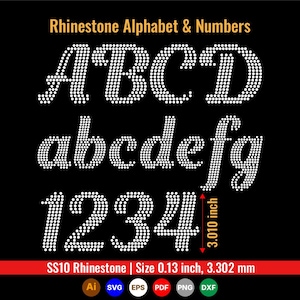Rhinestone template Alphabet SVG Bundle A–Z Uppercase Lowercase & Numbers | SS10 Rhinestone Font | Cricut Silhouette T shirt Design