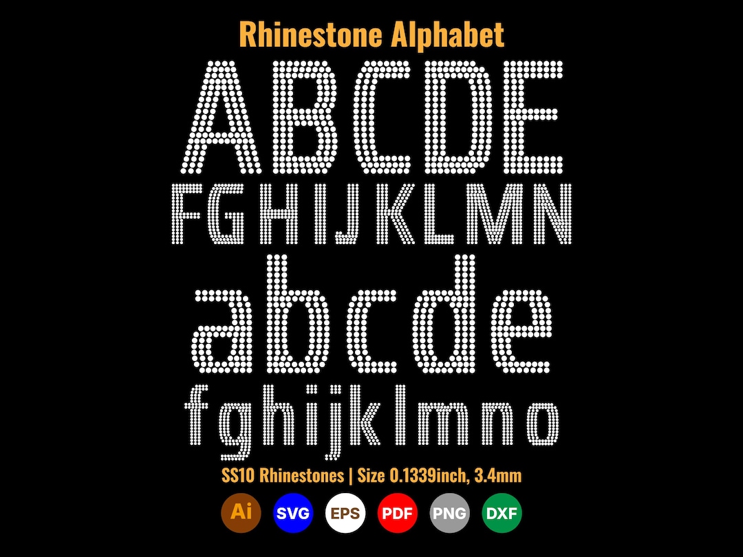 Rhinestone Template Alphabet SVG Bundle Uppercase Lowercase A–Z | SS10 ...