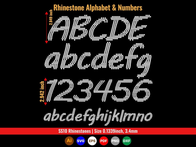 Rhinestone Template Ss10 Alphabet SVG Bundle – Uppercase, Lowercase ...