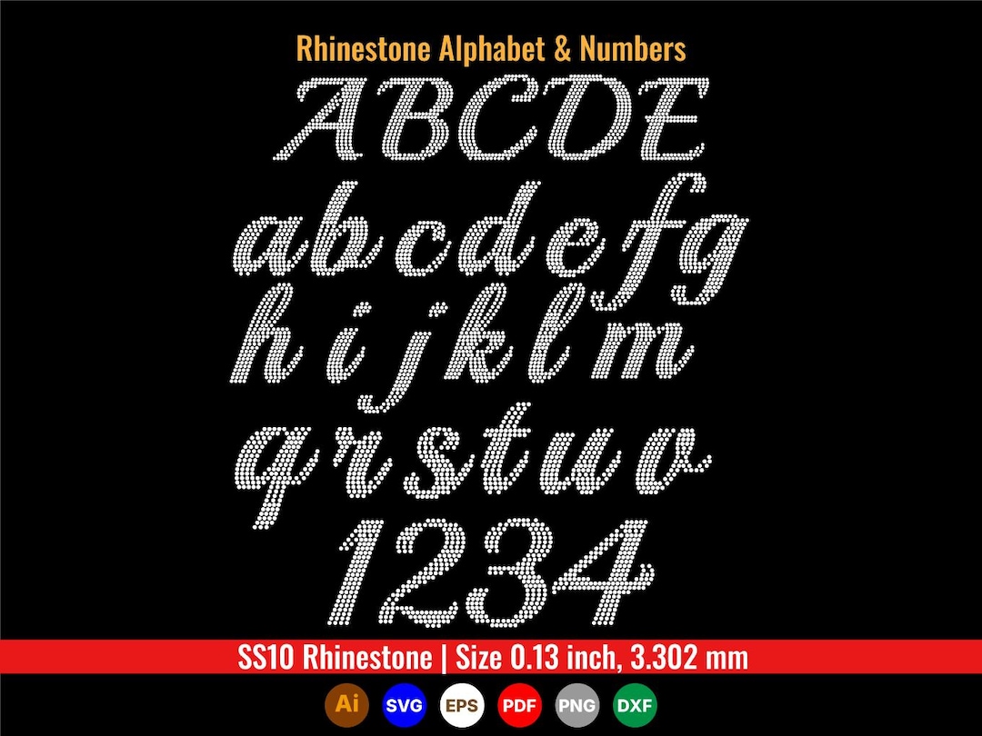 Rhinestone Lettering Cursive Rhinestone Template Alphabet SVG Bundle A–Z Uppercase Lowercase ...