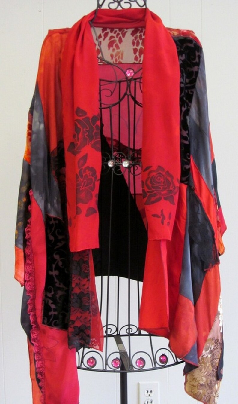 Large Red and Black Kimono Etsy
