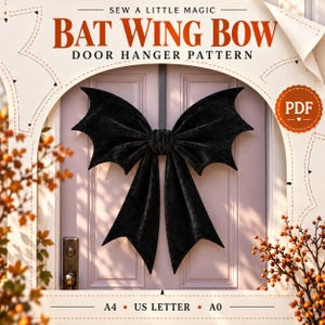 Bat Wing Bow Sewing Pattern PDF: Halloween Door Hanger
