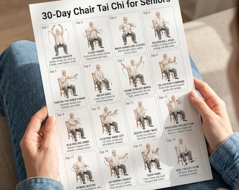 Tai Chi für Senioren zum Ausdrucken | 30-Tage-Trainingsplan im Sitzen (PDF), sanftes Gleichgewichts- und Mobilitätsprogramm für Senioren, Fitness für Senioren zu Hause
