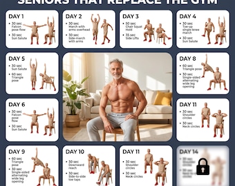 Chair Yoga and Tai Chi for Seniors Printable | 30 Day Seated Workout Plan PDF | Elderly Balance, Mobility, and Flexibility Exercises at Home