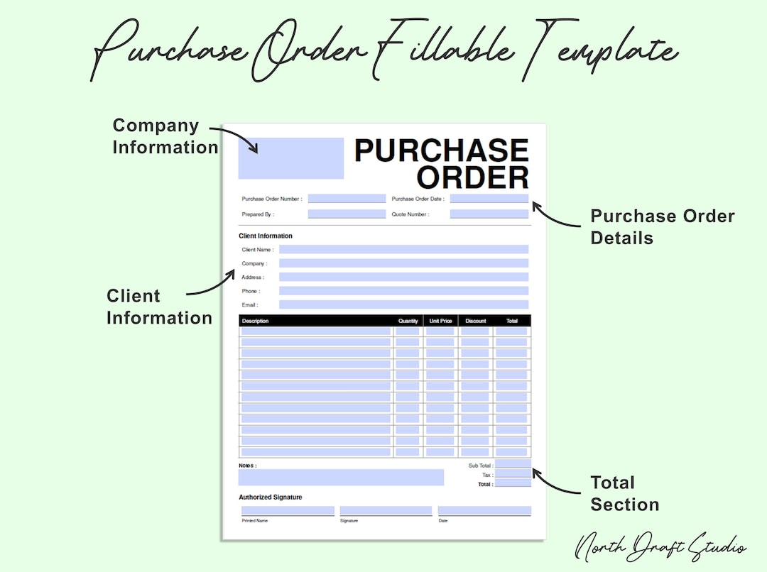 Business Purchase Order Template | PDF Fillable Form | Excel ...