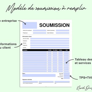 Soumission Québec Modèle Estimación PDF remplisable Feuille Plantilla de cotización en Excel para quebequenses Estimación de empleo