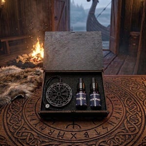 Viking träbildiffusor, nordisk amulett-aromaterapiset, keltisk kompasshänge