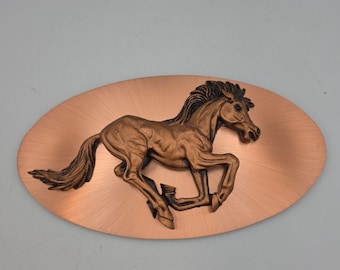 Copper Horse On Wood Frame Horse Wall Ornament