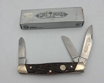 Vintage Boker Germany 9885 V Tree Brand Dogleg Stockman Pocket Knife NOS