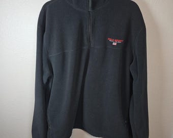 Vintage Polo Sport Ralph Lauren Fleece Jacket Mens XL 1/4 Zip Pullover Black