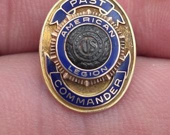 Vintage  American Legion Past Commander 14k Gold Lapel Pin 2.95 G Sterling Back