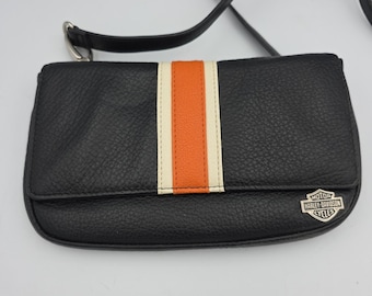 Harley-Davidson Leather Black Clip-on Pouch Bag Magnetic Close Card Holder Bike