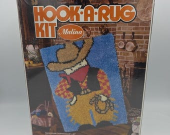 Vintage Malina Texas Hook A Rug Kit Cowboy Wrangler 20" x  27" 25/19 New Sealed