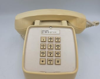 Vintage GTE Automatisches Elektrisches Beige Drucktasten Schreibtischtelefon Modell 80er Jahre