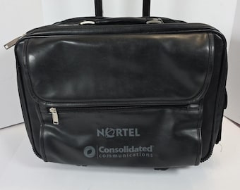 Gemline 8150 Black Rolling  Laptop Bag Leather Shoulder Strap Business