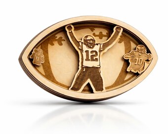 New England Patriots 3D Wood Football Art, Custom Sports Decor