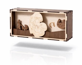 Personalized Layered Wood Shadow Box: Mother's Day Keepsake, Custom Name & Date Art