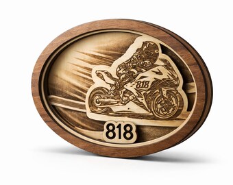 Personalized Motorcycle Racer Number Wood Sign | Custom Dirt Bike Wall Art