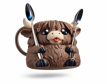 Highland Cow Ice Cream Holder | 3D Printed Ice Cream pint holder | Highland Cow Gift | Farmhouse Kitchen Decor | Ice Cream Lover Gift