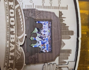 Football Family Sign, Personalized Football Decor, Sunday Football Wall Art, Custom Football Gift, Layered Wood Sports Sign