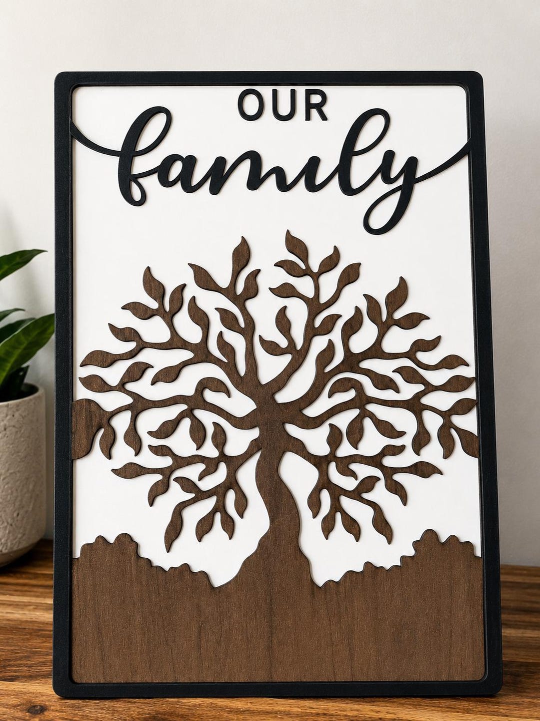 Personalized Family Tree Sign | Layered Wood Wall Decor | Custom Family ...