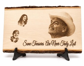 Custom Engraved Memorial Wood Plaque | Personalized Photo Keepsake | Sympathy Gift | Live Edge Remembrance Gift