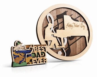 Layered Wood Piano Wall Art | Happy Father's Day Music Decor
