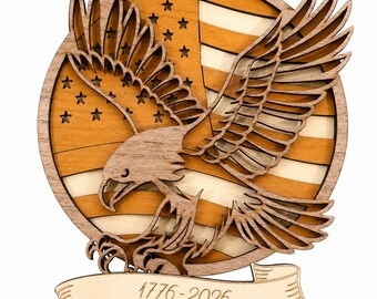 Layered Wooden American Eagle Flag | Patriotic Wall Decor | 250th Anniversary Decor | 1776-2026 Eagle Sign | Veteran Gift | USA Wall Art