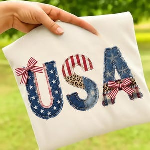 4 luglio Finto patchwork USA PNG, Design patriottico patchwork, Pacchetto PNG retrò 250° anniversario USA, Civetta patriottica.