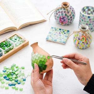 DIY mosaikvas-kit, handgjord blomvas DIY-kit, mosaikkonstkit för vuxna och tonåringar, heminredning
