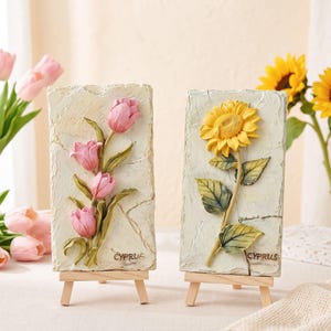 Gör-det-själv 3D-blommig gipsmålningssats, måla din egen botaniska reliefkonst, kreativ hantverkspresent för vuxna och tonåringar