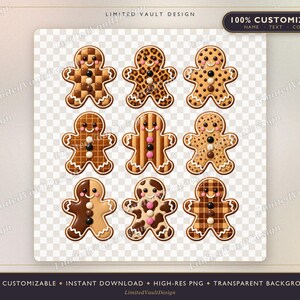 Lebkuchenmann mit Leopardenmuster (PNG), 3D-Lebkuchen-Clipart (flauschig) | Weihnachtliches Sublimationsdesign, trendige DTF-Vorlage für Weihnachten