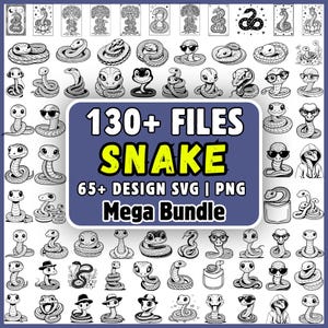 Schlange SVG Bundle, niedliche Schlange Clipart, Reptil Tier SVG, Schlange PNG, Kobra Schlange Vektor, Cricut Schnitt Datei, Python Silhouette Mega Bundle