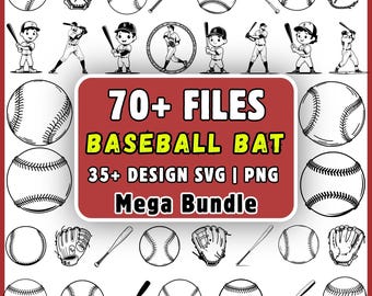 Baseball SVG Bundle, Baseball Bat SVG PNG, Baseball Player Svg, Sports Svg, Baseball Mom Cricut Silhouette Instant Download