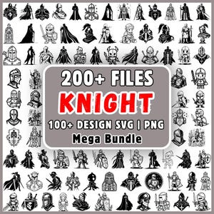 Knight SVG Bundle, Medieval Armor PNG Cricut, Warrior Crusader Cut Files Sublimation, Fantasy Dark Knight Silhouette Shirt Instant Download,