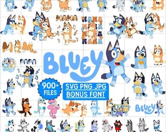 Pacchetto completo PNG e SVG di Bluey Bingo, Bluey Family PNG, Bluey e amici, Bluey e Bingo PNG, Sublimazione di Bluey, Clipart di Bluey, Cane Bluey Bingo