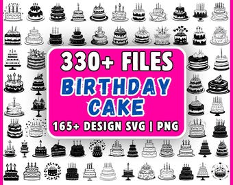 Pacchetto di file SVG per torte di compleanno (oltre 330 file), clipart PNG di torte, SVG per torte a più piani, SVG per pasticceria, SVG per decorazioni di torte, download immediato per Cricut e Silhouette.