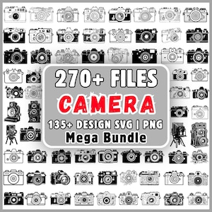 Camera SVG Bundle, 270+ Files, Vintage Camera PNG Cricut, Retro Camera Clipart, Film Camera Svg, Photographer Gift Png, Photography Svg,
